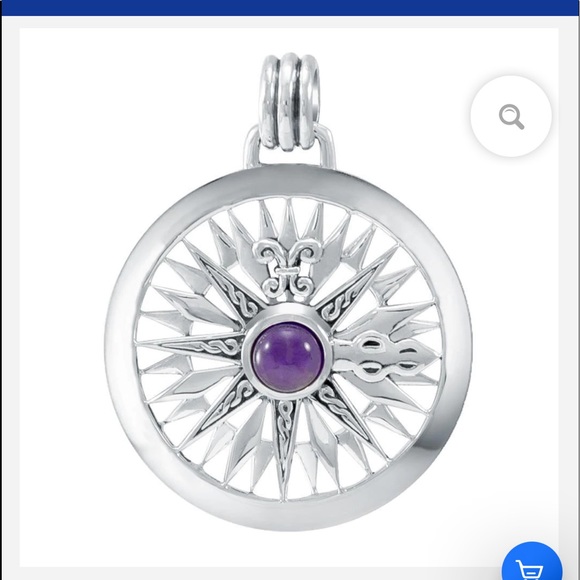 None Jewelry - Celtic Fleur de Lis Compass Rose Amethyst Pendant